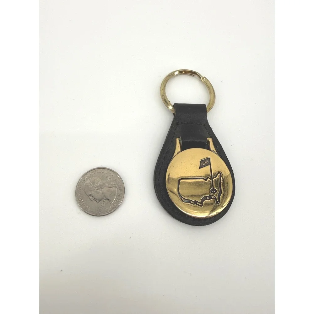 Vintage Masters Tournament Keychain OS Leather Gold Black Golf Memorabilia